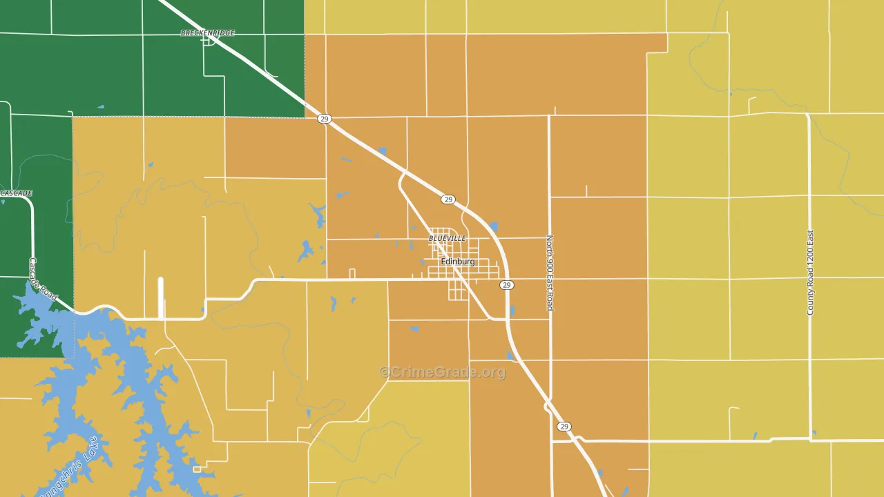 Edinburg, IL Map of Burglary Rates