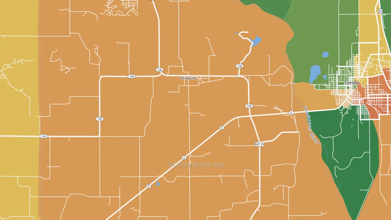 Edinburg, MO Map of Burglary Rates