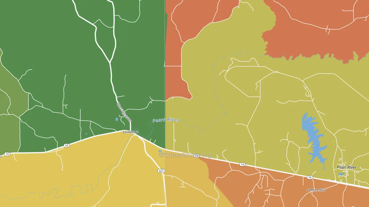 Edinburg, MS Map of Burglary Rates