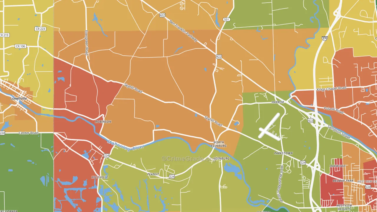 Edinburg, PA Map of Burglary Rates