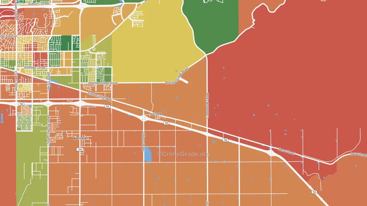 Edison, CA Map of Burglary Rates