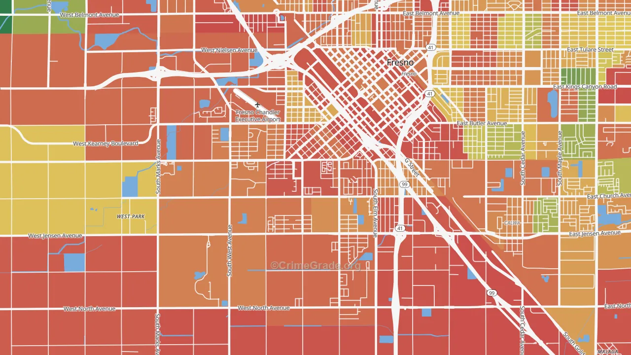 Edison, Fresno, CA Map of Burglary Rates