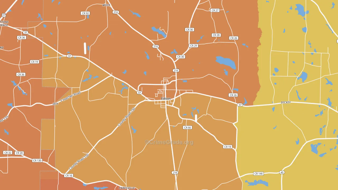 Edison, GA Map of Burglary Rates