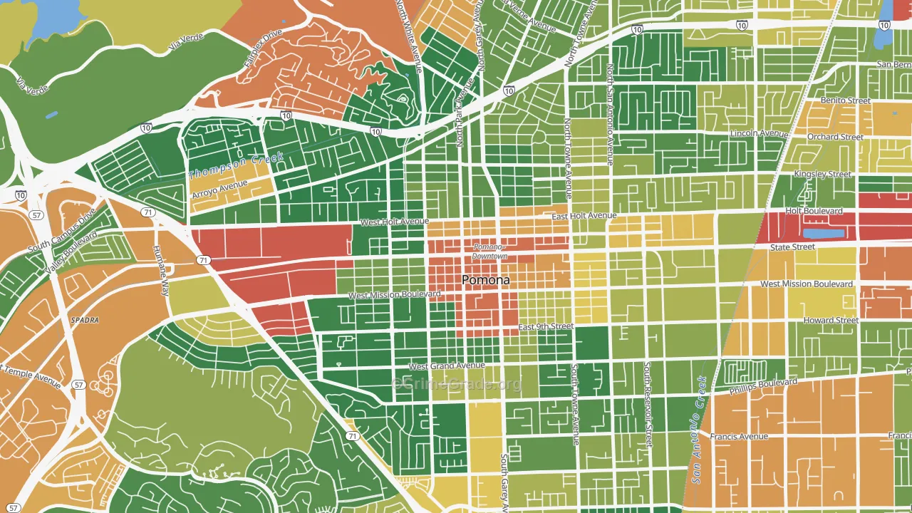 Edison Historic District, Pomona, CA Map of Burglary Rates