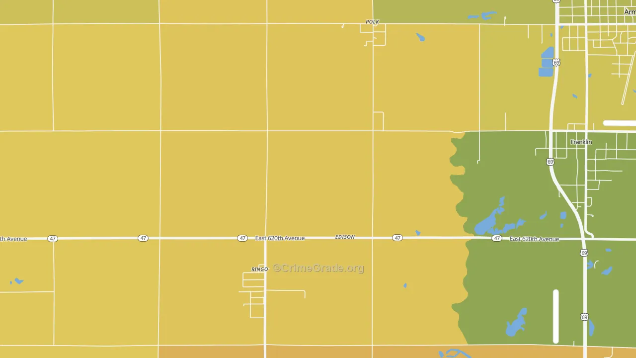 Edison, KS Map of Burglary Rates