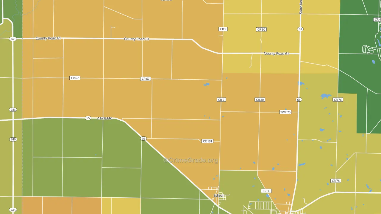 Edison, OH Map of Burglary Rates