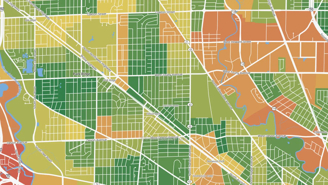Edison Park, Chicago, IL Map of Burglary Rates