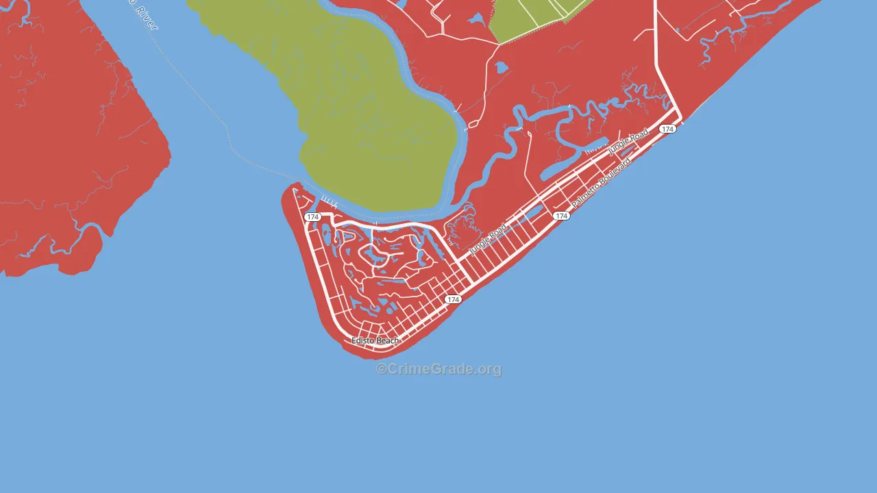 Edisto Beach, SC Map of Burglary Rates