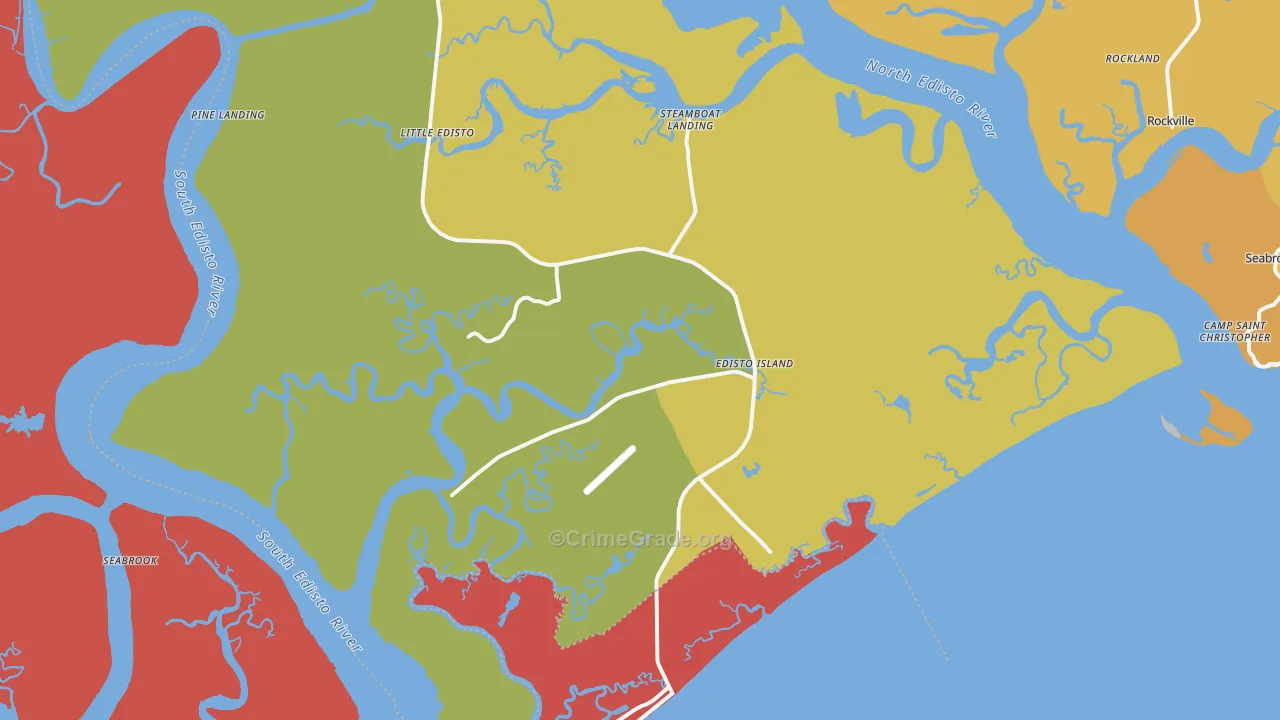 Edisto Island, SC Map of Burglary Rates