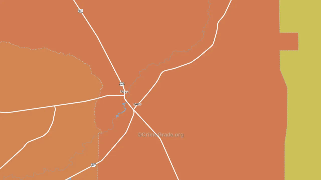 Edith, GA Map of Burglary Rates