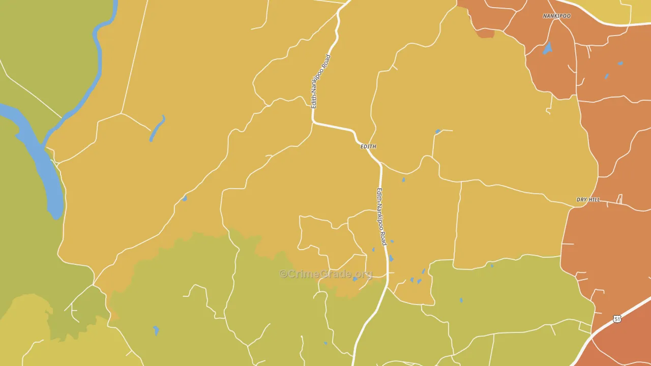 Edith, TN Map of Burglary Rates