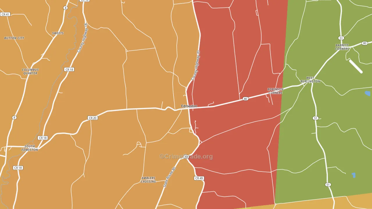 Edmeston, NY Map of Burglary Rates