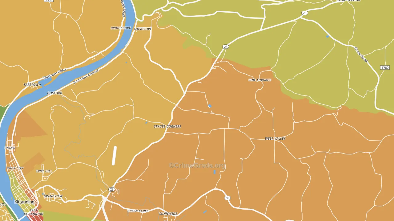 Edmon, PA Map of Burglary Rates