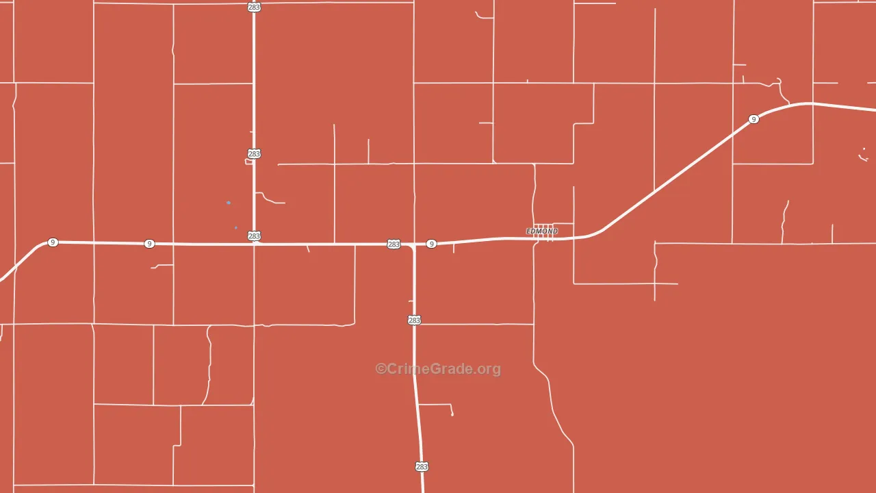 Edmond, KS Map of Burglary Rates