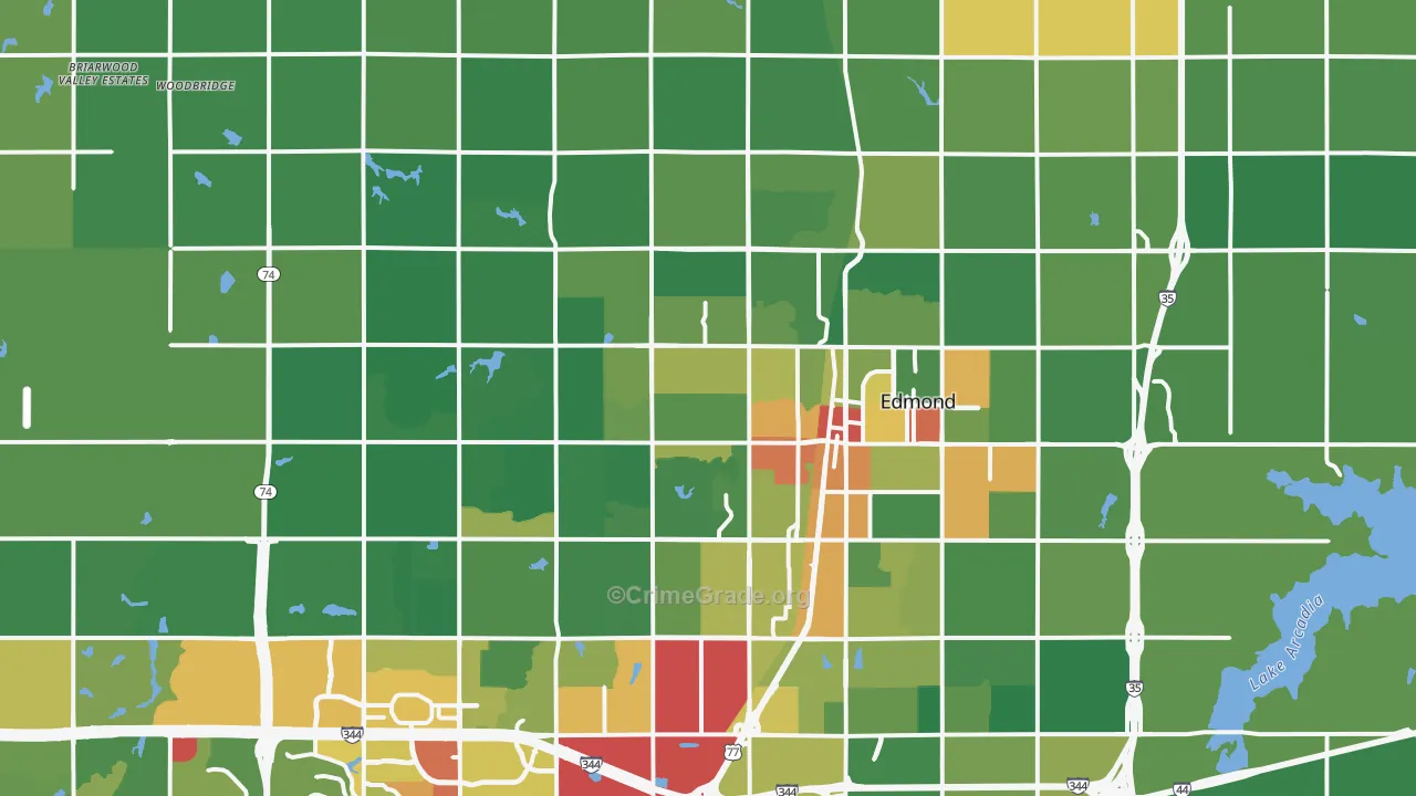 Edmond, OK Map of Burglary Rates