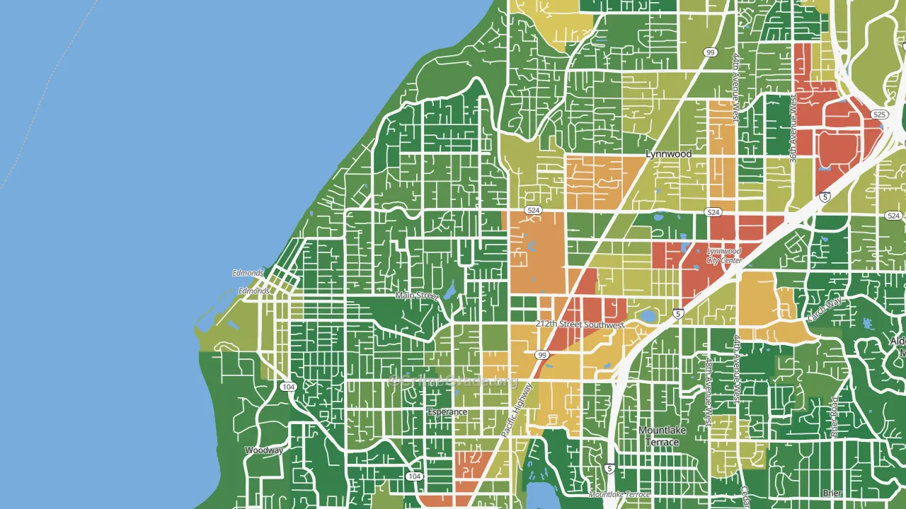 Edmonds, WA Map of Burglary Rates