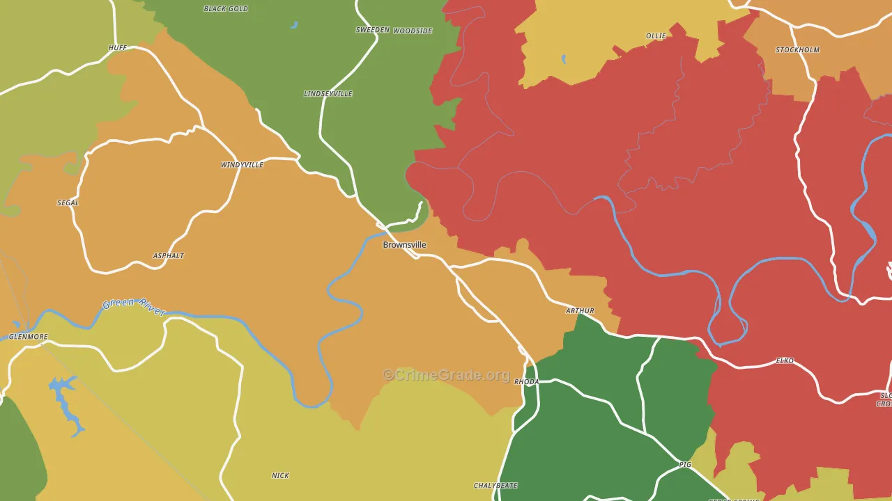 Edmonson County, KY Map of Burglary Rates