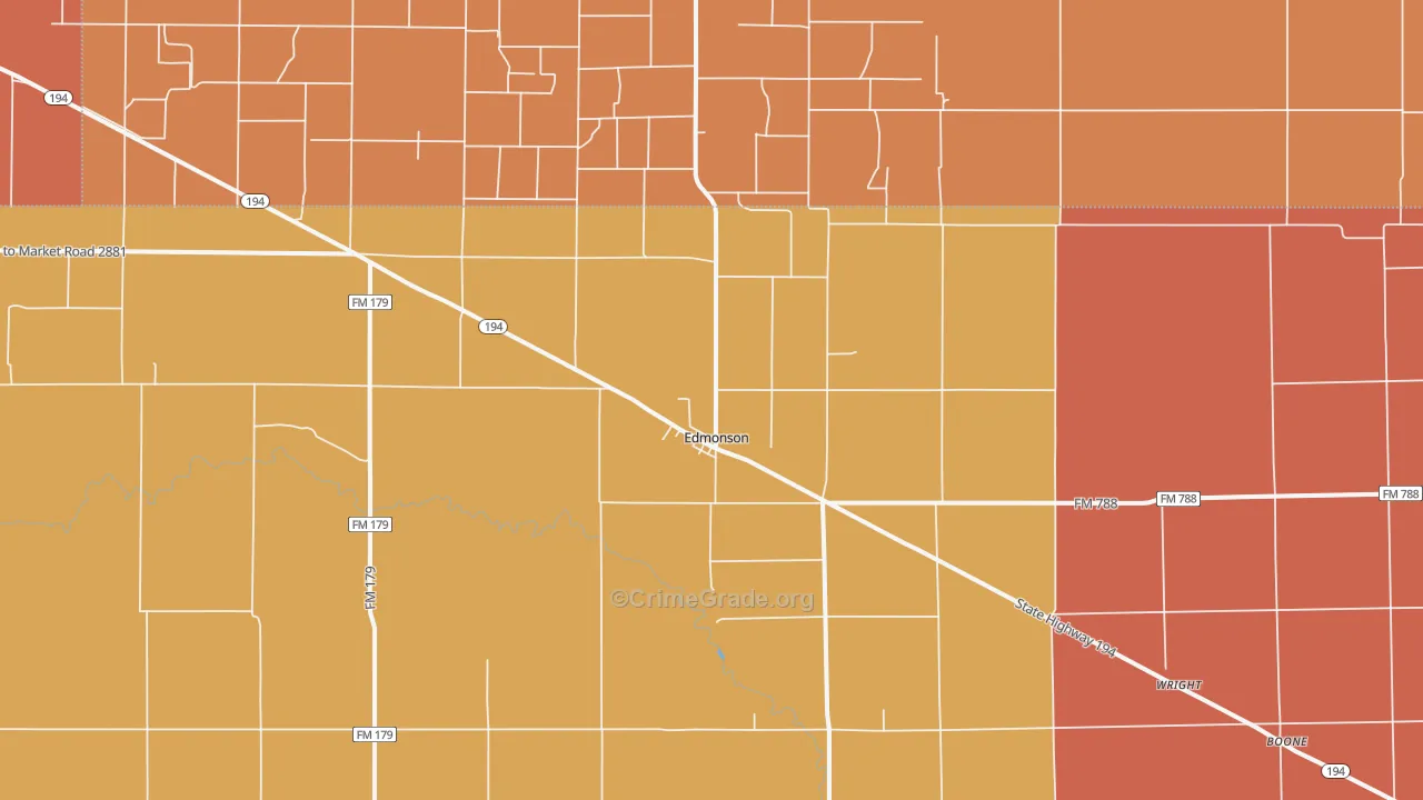 Edmonson, TX Map of Burglary Rates