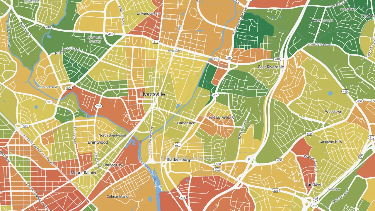 Edmonston, MD Map of Burglary Rates