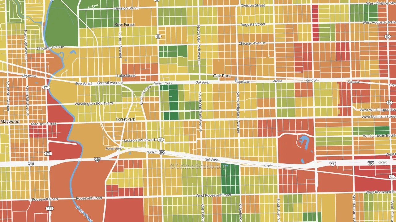 Edmund F Burton, Oak Park, IL Map of Burglary Rates