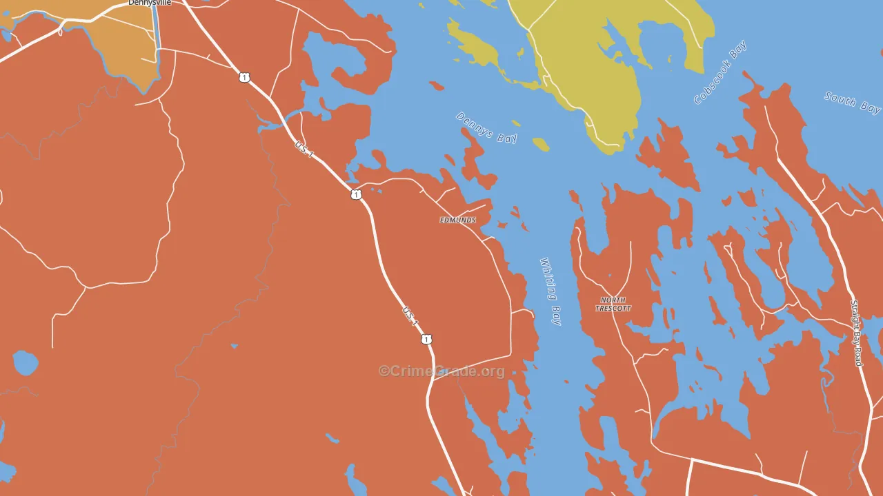 Edmunds, ME Map of Burglary Rates