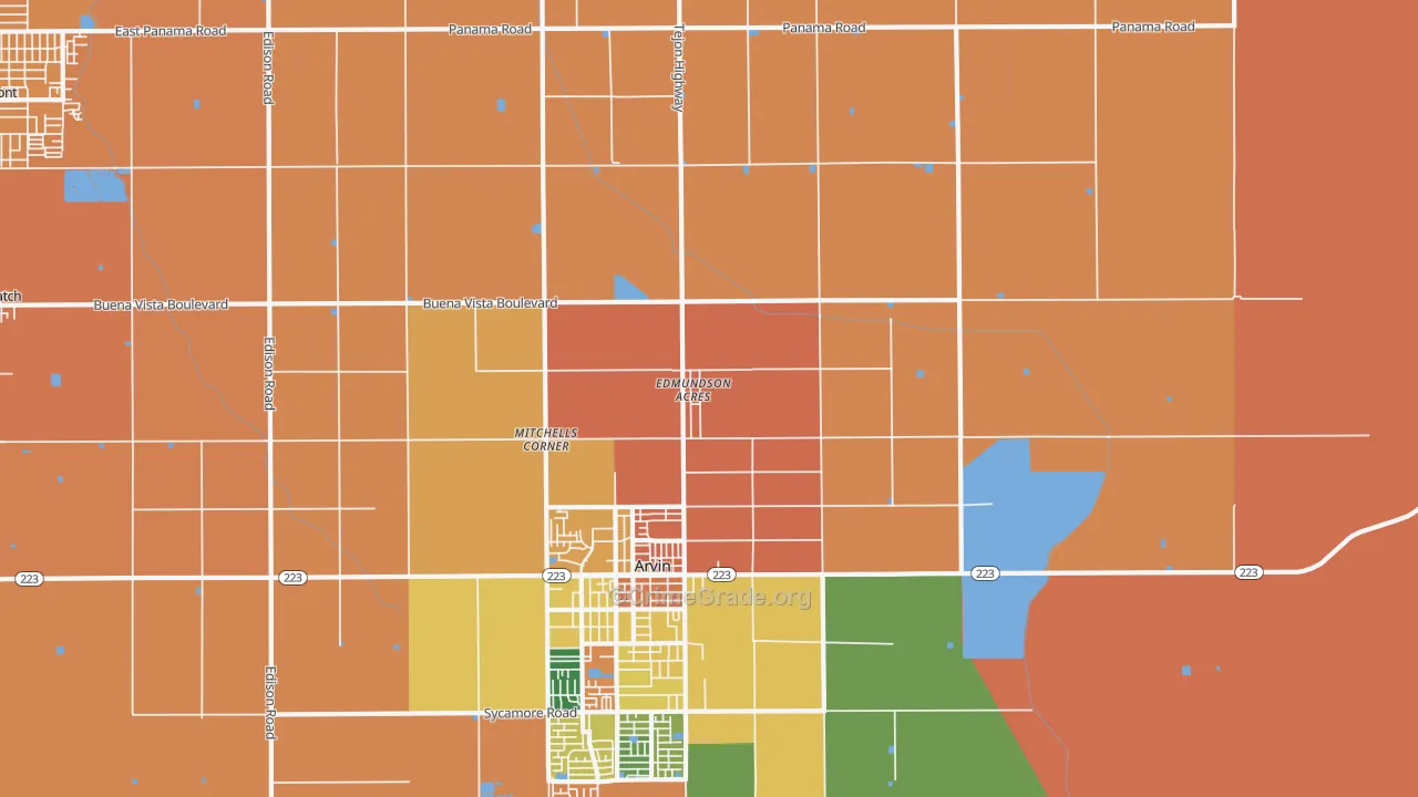 Edmundson Acres, CA Map of Burglary Rates