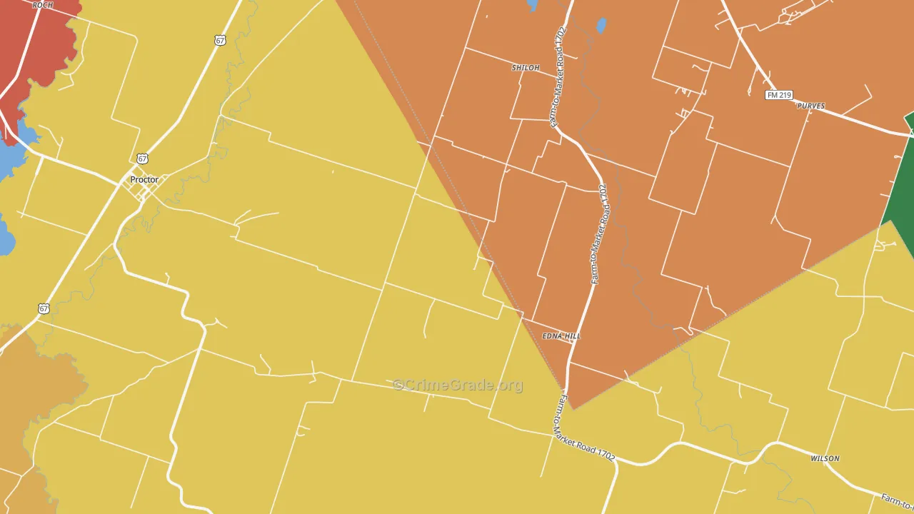 Edna Hill, TX Map of Burglary Rates