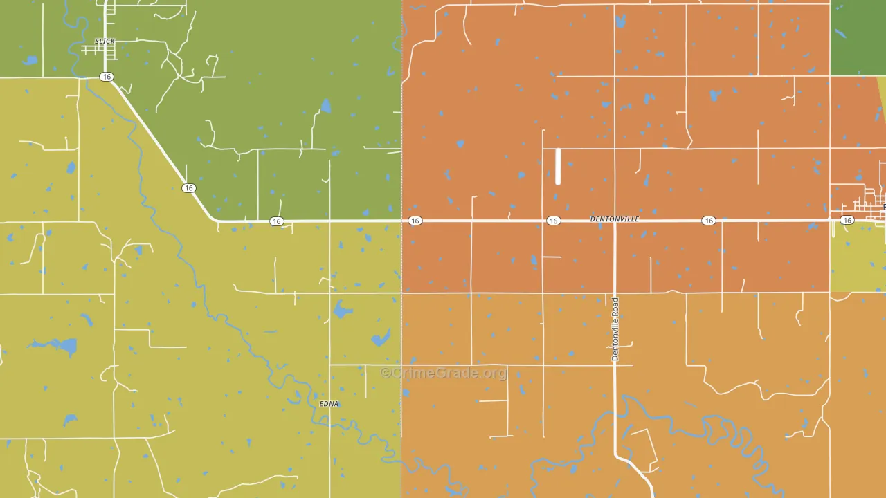 Edna, OK Map of Burglary Rates
