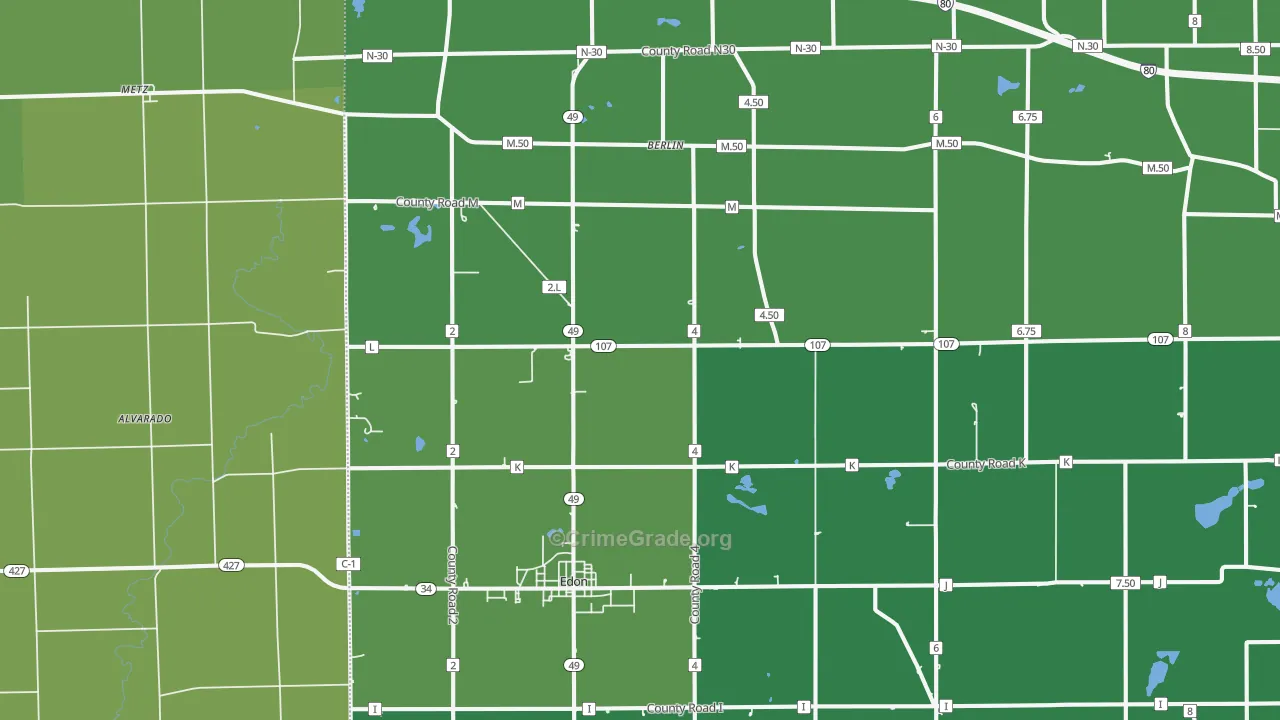 Edon, OH Map of Burglary Rates