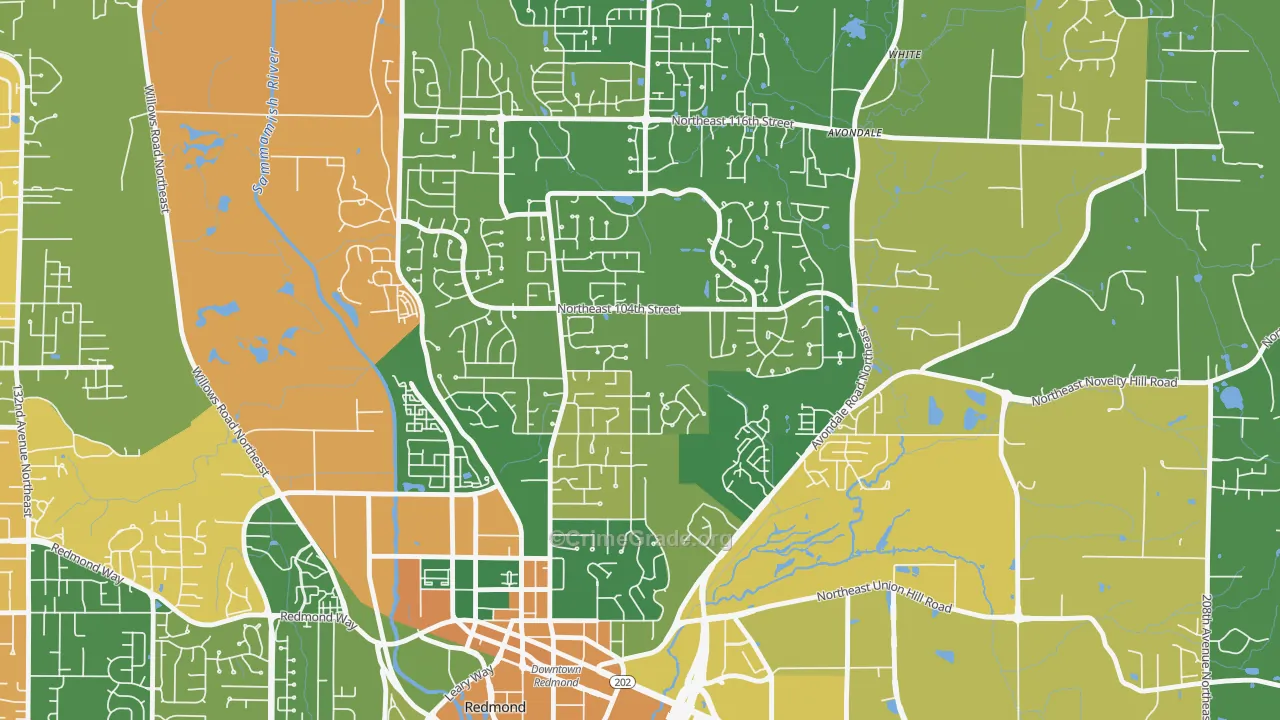 Education Hill, Redmond, WA Map of Burglary Rates