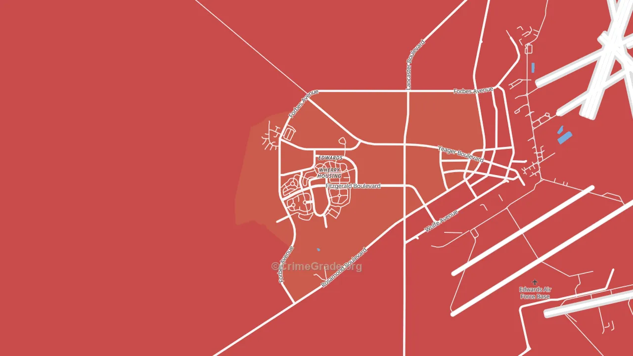 Edwards AFB, CA Map of Burglary Rates