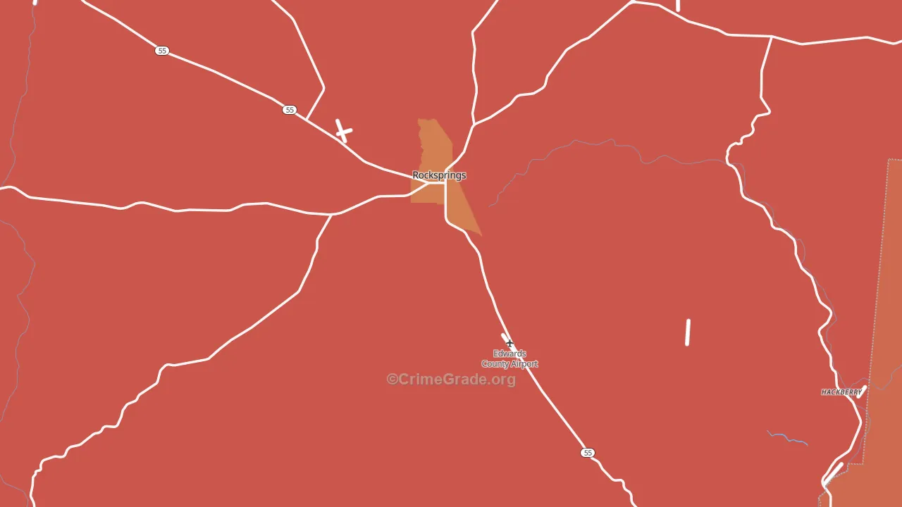 Edwards County, TX Map of Burglary Rates