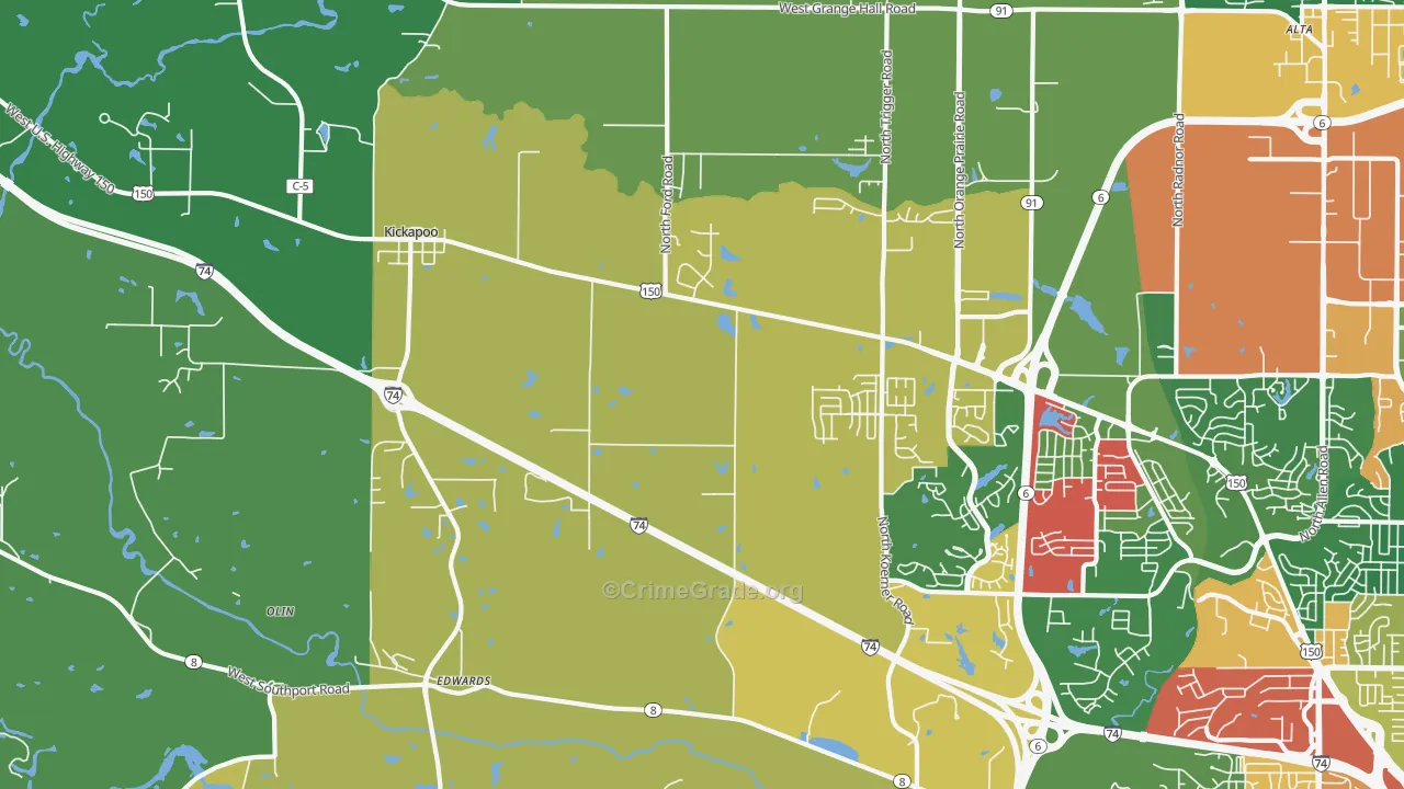 Edwards, IL Map of Burglary Rates