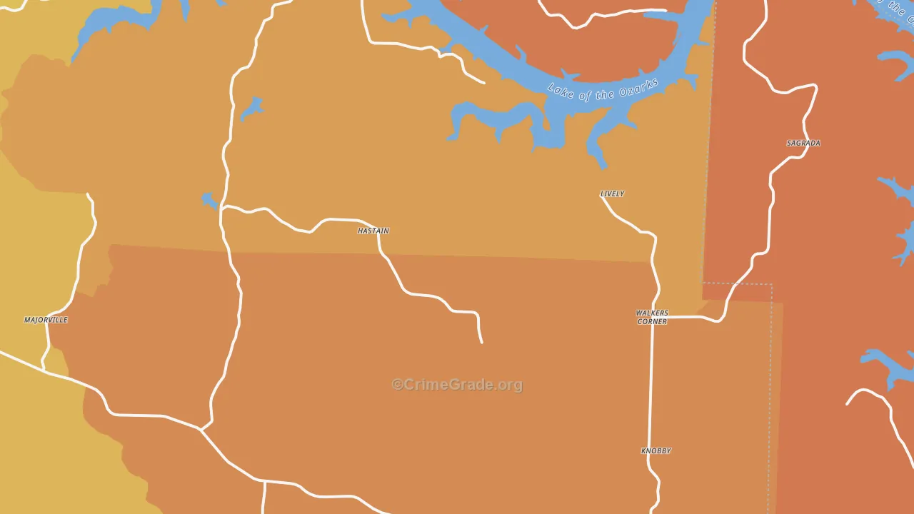 Edwards, MO Map of Burglary Rates