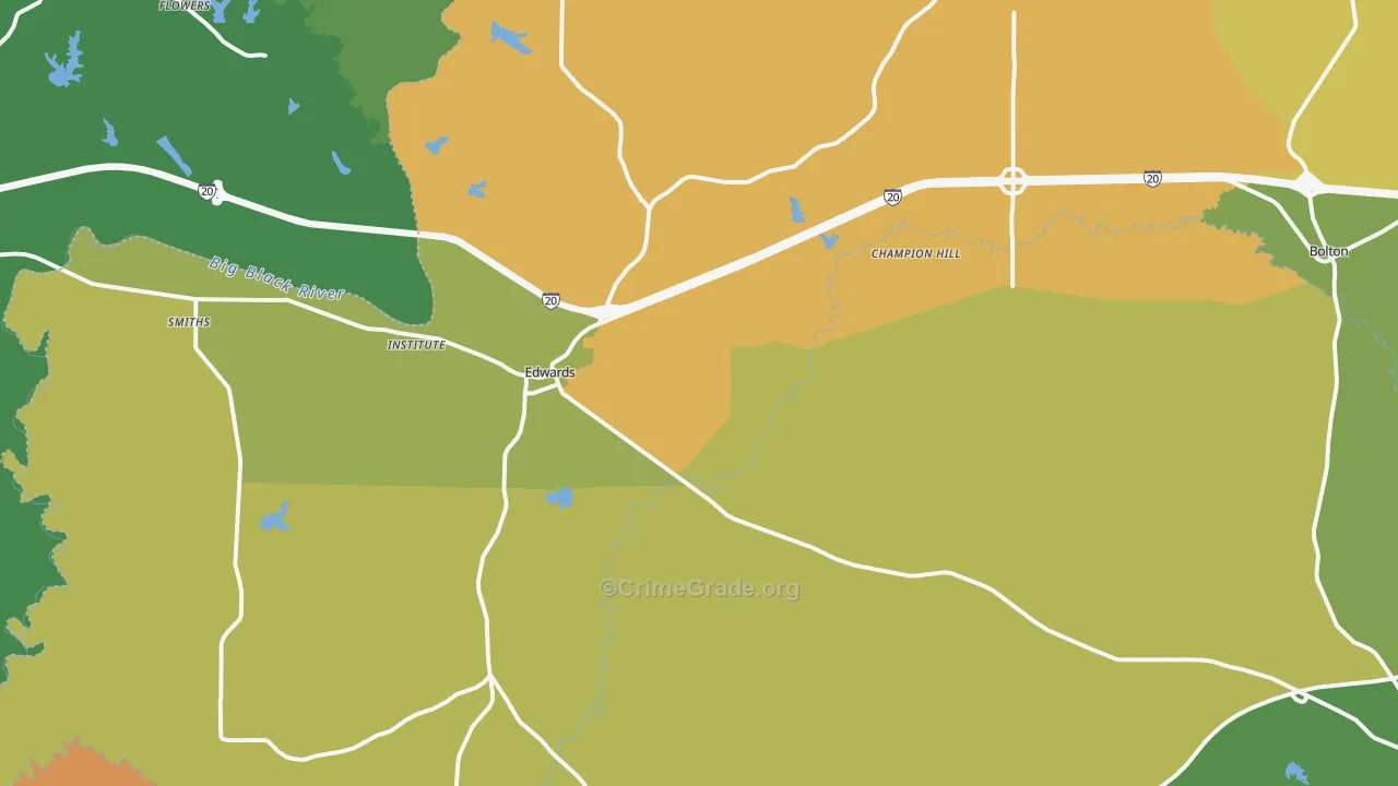 Edwards, MS Map of Burglary Rates