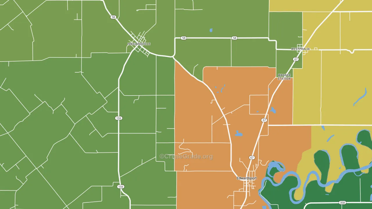 Edwardsport, IN Map of Burglary Rates