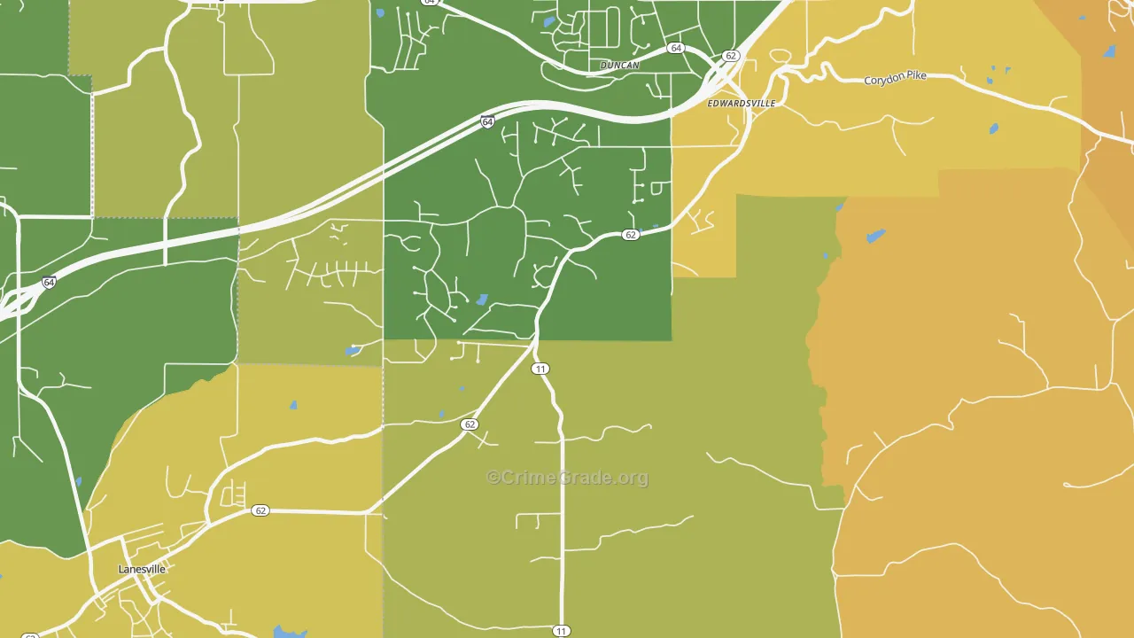 Edwardsville, IN Map of Burglary Rates