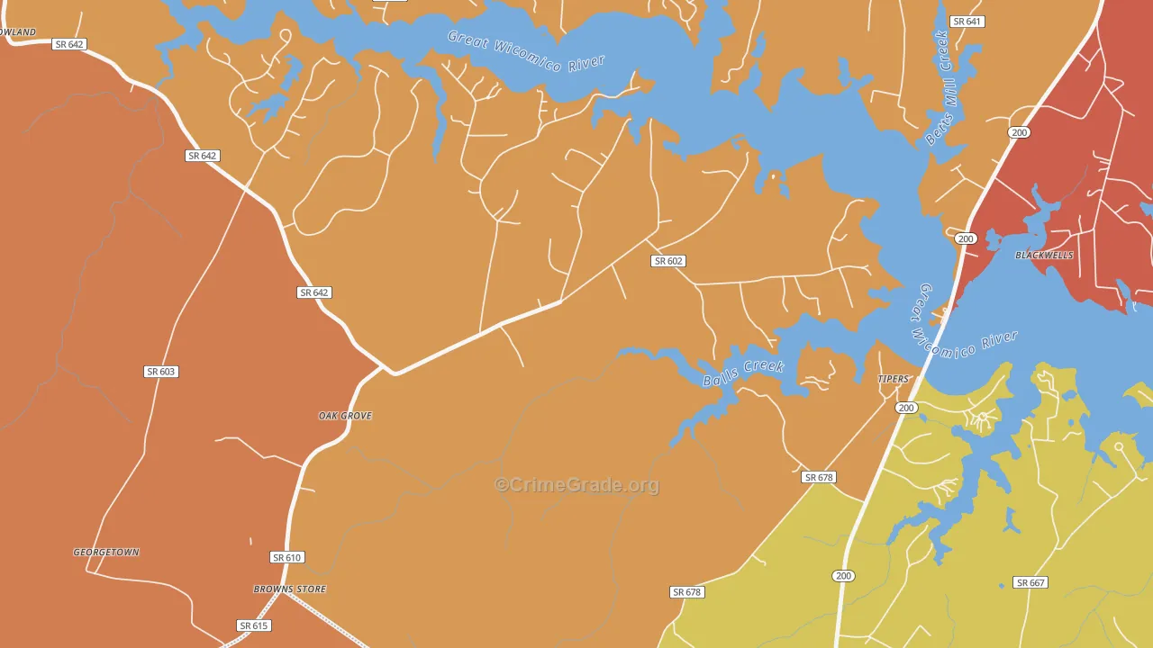 Edwardsville, VA Map of Burglary Rates