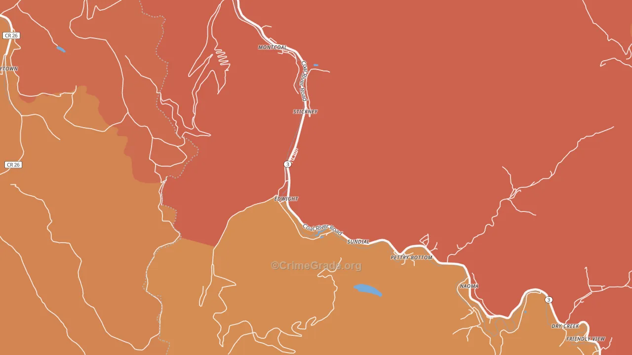 Edwight, WV Map of Burglary Rates