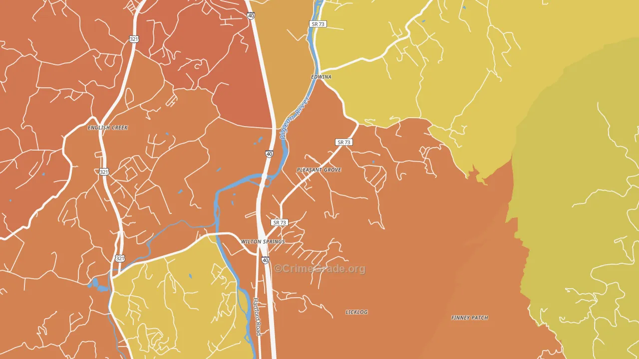 Edwina, TN Map of Burglary Rates