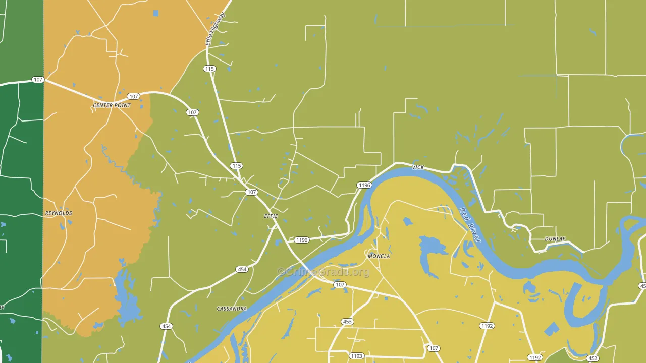 Effie, LA Map of Burglary Rates