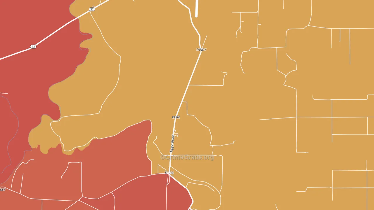 Effie, MS Map of Burglary Rates