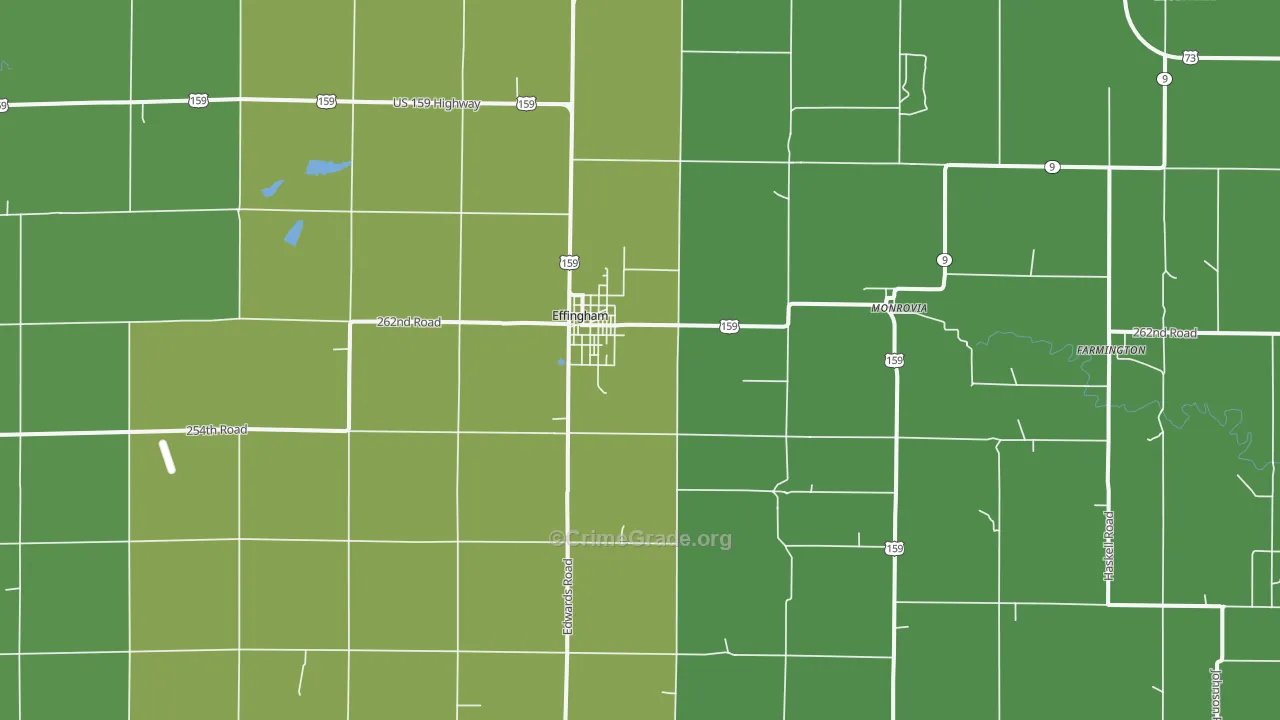 Effingham, KS Map of Burglary Rates