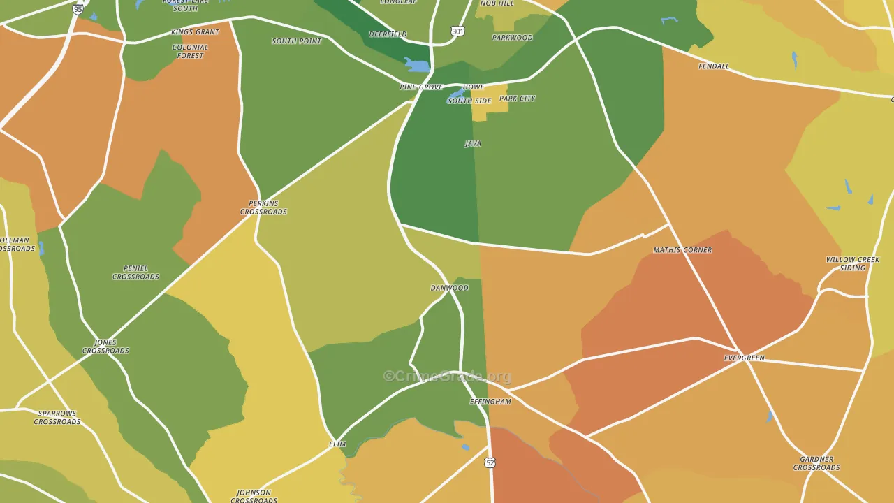 Effingham, SC Map of Burglary Rates