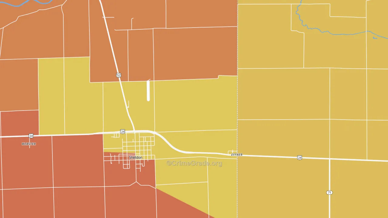 Effner, IL Map of Burglary Rates