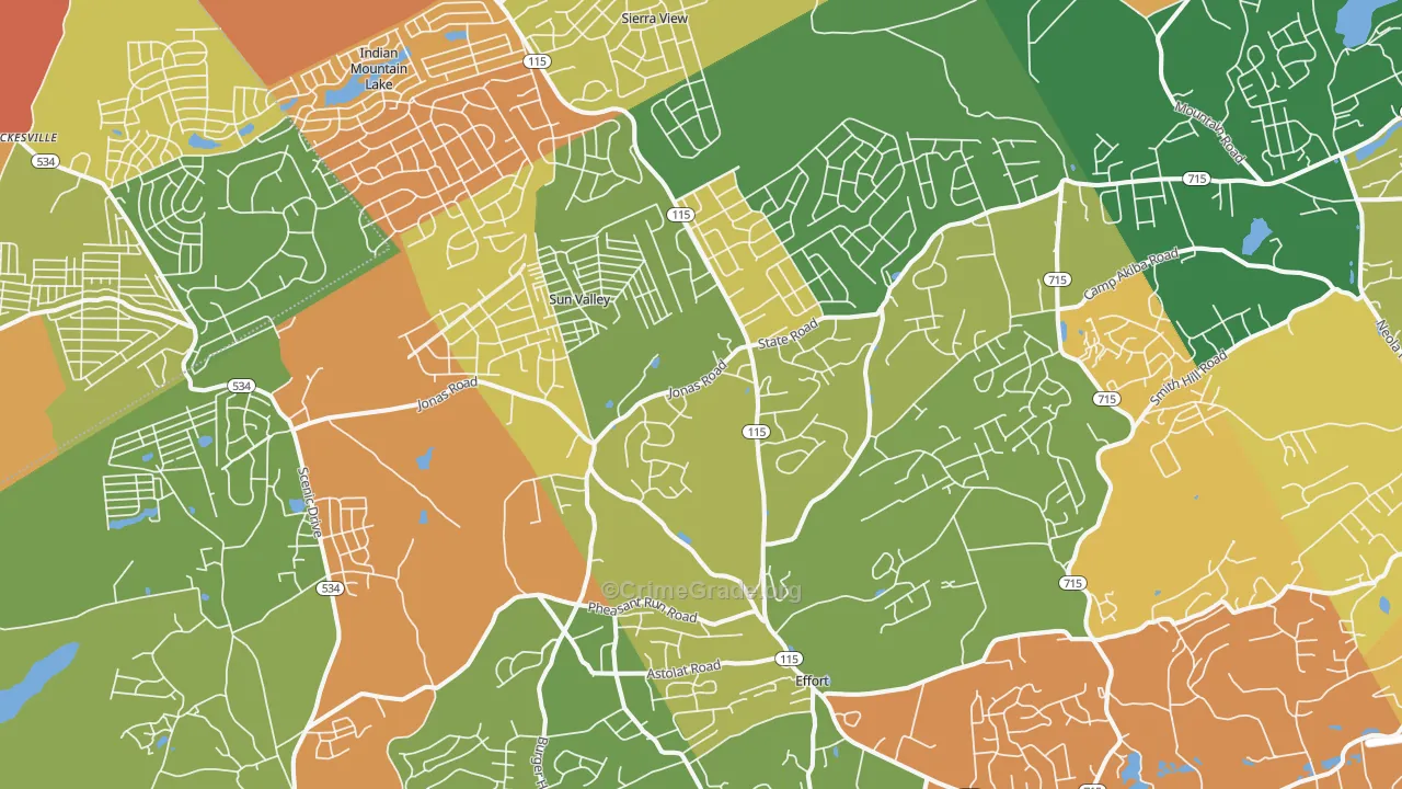 Effort, PA Map of Burglary Rates