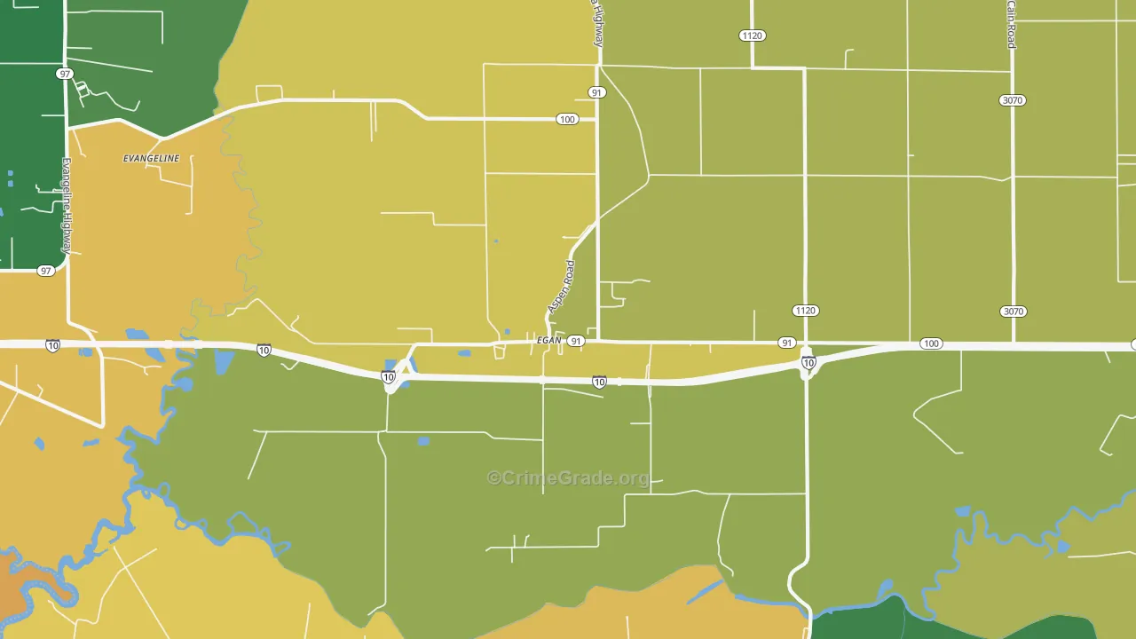 Egan, LA Map of Burglary Rates