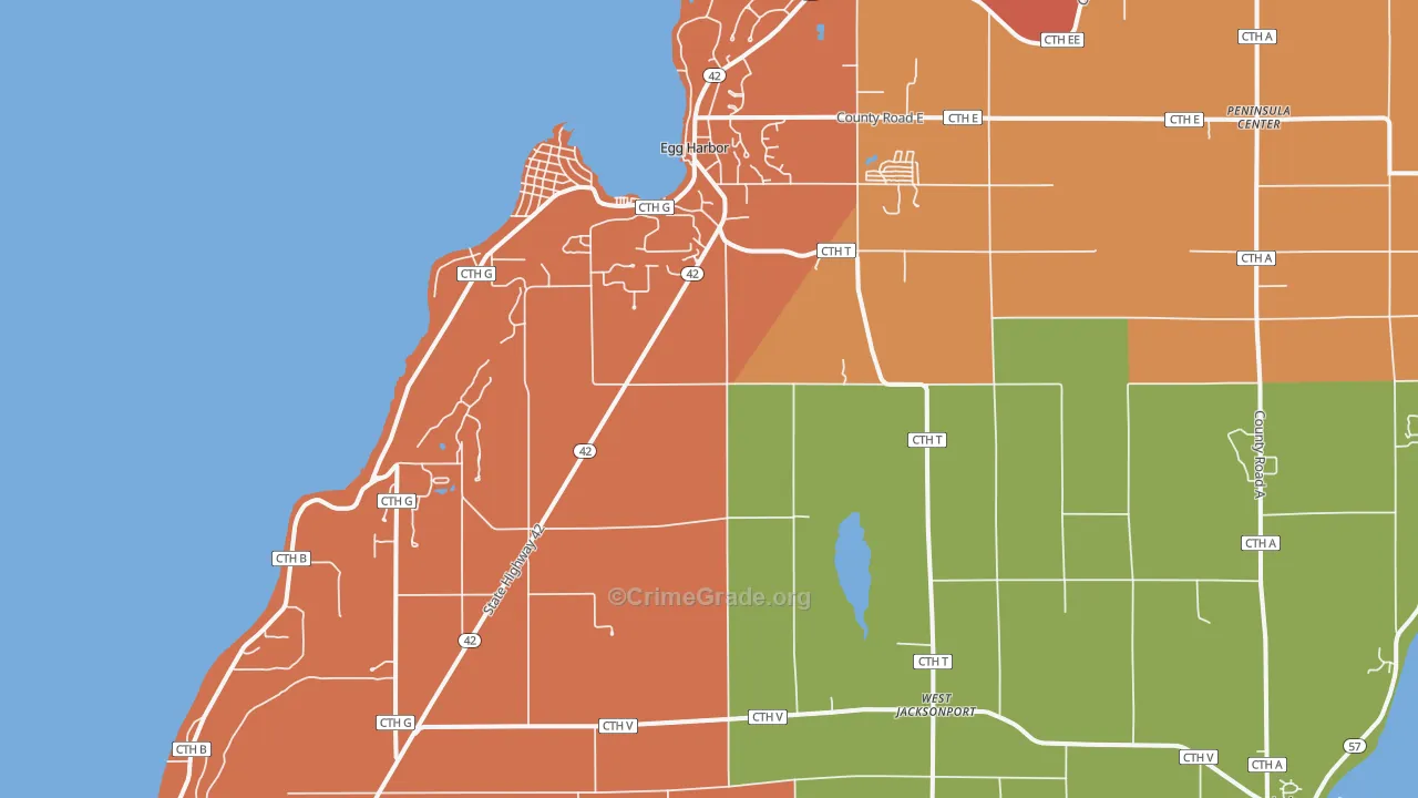 Egg Harbor, WI Map of Burglary Rates