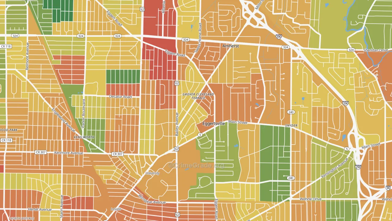 Eggertsville, NY Map of Burglary Rates