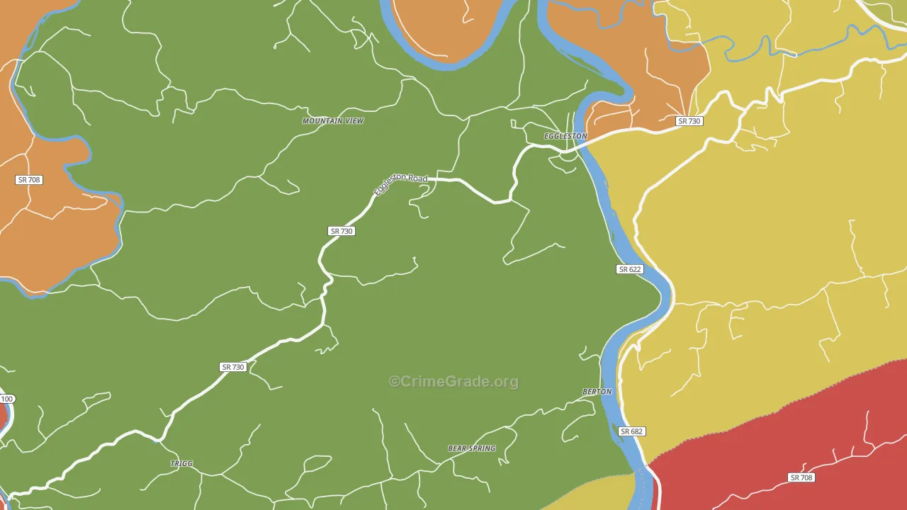 Eggleston, VA Map of Burglary Rates